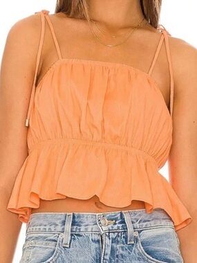 Mink Pink Peach Tie-Shoulder Peplum Cami Top